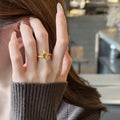 Gold Shooting Star Open Ring with Clear Rhinestones view 2