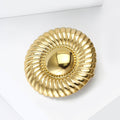 Round Fluted Brooch With Pearl Center In Silver And Gold Tones view 4
