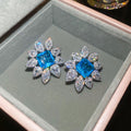 Blue Crystal Floral Chandelier Earrings in Two Designs view 6