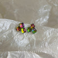 Iridescent Faceted Cube Crystal Cluster Stud Earrings Pair view 4