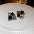 Black and Gray Geometric Crystal Cluster Stud Earrings view 4