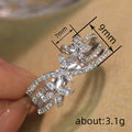 Silver Tone Marquise Flower Cross Dual Band Stone Ring view 4