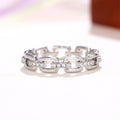 Rectangular Link And Clear Stone Eternity Ring In Silver Tone view 3