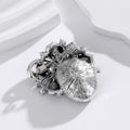 Blue Silver Tone Bauhinia Flower Wreath Crystal Metal Brooch Pin view 3