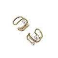 Open Oval Crystal Pearl Ear Cuffs in Gold or Silver Tone view 5