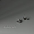 Silver Tone Beaded C Shape Mini Hoop Stud Earrings Pair view 1