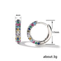Silver Tone Multicolor Pave Clear Huggie Hoop Earrings view 5