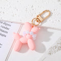 Gold Tone Balloon Dog Clip Keychains with Pearl Collars in Eight Colors view 11