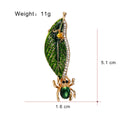 Green Leaf Crystal Enamel Metal Brooch Pin for Jackets and Lapels view 2