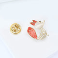 Red Enamel Fox Brooch With Crystal Body Decorative Lapel Pin view 3
