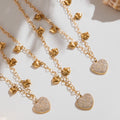 Gold Heart Drop Necklace Pavé Zircon Pendant Charms view 3