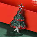 Rhinestone Christmas Tree Brooch Star Top Red Or Teal Accents view 2