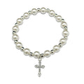 Pearl-Look Beaded Bracelet With Metal Cross Charm, 2 Styles view 5