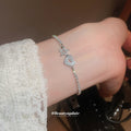 Silver Tone Heart And Star Crystal Slider Bracelet With Gallery Gold view 3