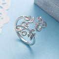 Silver Tone Open Vine Scroll Ring with Leaf Details view 2