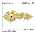 Gold Tone Evil Eye Brooch With Radiating Crystal Lashes view 6