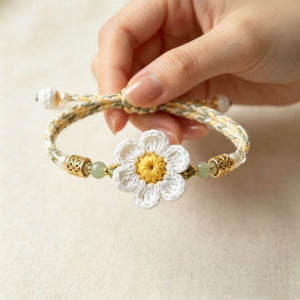 Crocheted Flower Bracelets In Five Colorful Floral Designs
