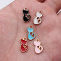 Gold Tone Curled Cat Enamel Charms in Five Bright Colors view 1