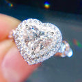 Silver Tone Heart Halo Ring With Clear Stones With Polished Clear Stone Detail view 3