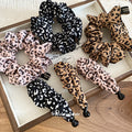 Leopard Print Fabric Scrunchie and Duckbill Hair Clips view 1