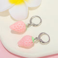 Silver Tone Miniature Fruit Huggie Drop Earrings in Thirteen Designs view 4