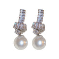 Silver Tone Crystal Knot and Pearl Drop Earrings Decorative Jewelry view 5