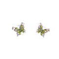 Green Clear and Champagne Faceted Butterfly Stud Earrings view 5
