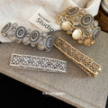 Filigree Flower Stretch Bracelet Gold Silver Disc 3 Styles view 3