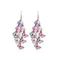 Translucent Floral Cascade Hook Earrings in Pink Purple view 5