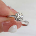White Gold Round Halo Clear Stone Twist Band Ring Sizes 6-10 view 1