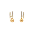 Gold Double Bar Clear Look Pearl Look Huggie Earrings view 5