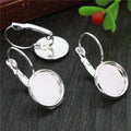 Metal Leverback Earring Hooks With Round Bezel Trays view 3