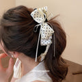 Polka Dot Satin Bow Banana Hair Clips Three Color Styles view 3