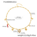 Stainless Steel Bead Chain Heart Zircon Chili Star Charm Necklace view 6