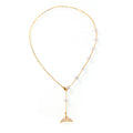 Gold Imitation Pearl Necklace With Crystal Whale Tail view 5
