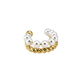 Double Row Pearl Like Bead Cuff Clip On Earrings Statement Jewelry Pair view 5