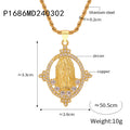 Gold Madonna Pendant Necklaces Shell Zircon Or Multicolor Halo view 9