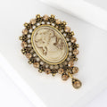 Vintage Style Cameo Portrait Brooch In Silver And Gold Tones view 3