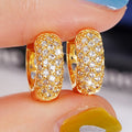 Wide Pave Hinged Hoop Earrings In Polished Gold Tone view 4