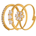 Open Zircon Band Triple Stone Flower Rings Eight Styles view 5