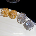 Crystal Wire Nest Square Stud Earrings in Gold and Silver view 4