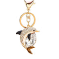Jeweled Dolphin Keychains with Braided Wrist Strap Options in Ten Designs view 5