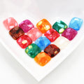 Mixed Color Square Resin Cabochons With Mottled Finish, 12mm view 2