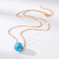 Gold and Silver Tone Round Enamel Evil Eye Bead Pendant Necklaces in Four Designs view 2