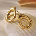 Irregular Open Loop Stone Cluster Stud Earrings in Gold Tone view 3