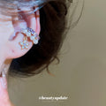 Purple Crystal and Pearl Fringe Star Ear Clip Pair view 3