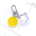 Silver Tone Lemon Slice and Clear Ice Cube Split Ring Keychains view 4