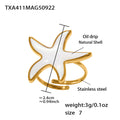 White Shell Heart Starfish Rings Earrings Charms Gold Steel view 8