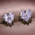 Silver Tone Clear Heart Stud Earrings Twin Pear Stones view 3