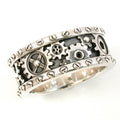 Antique Silver Gear Steampunk Wide Band Ring Alloy view 2